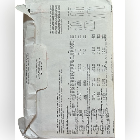 Vintage Y2K, uncut, factory folded Kwik Sew Pattern 2507 XS - Xl - Picture 2 of 4